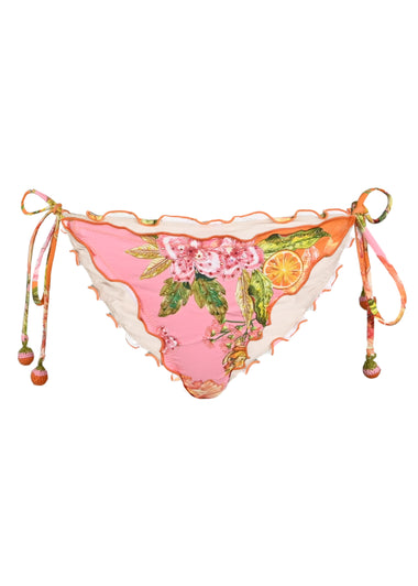 Embroidered Lettuce Edge Tie Side Bottom Full Clementine