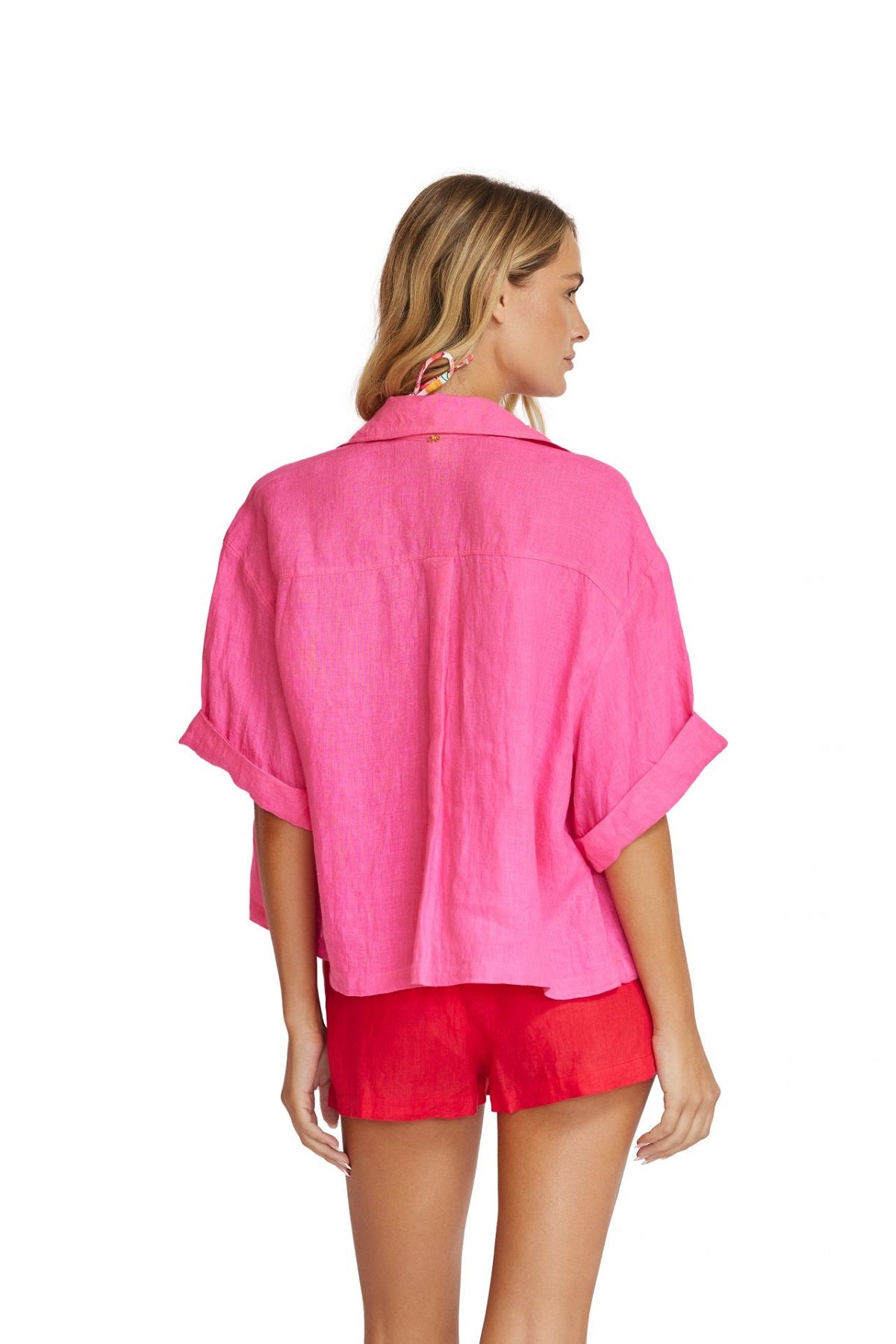 Load image into Gallery viewer, Hot Pink Linen Top - Top
