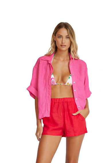 Hot Pink Linen Top - Top