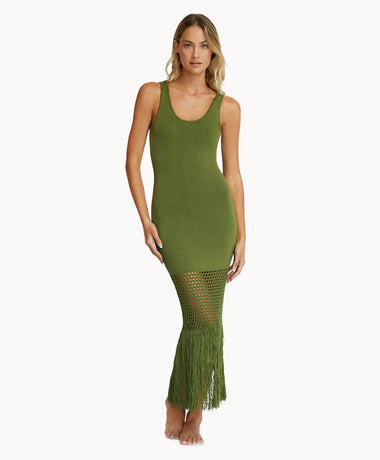 Claudia Fringe Dress Olive - Dress