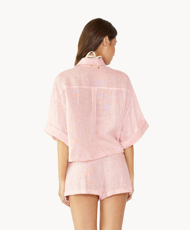 Scalloped Linen Shorts Pink - Shorts