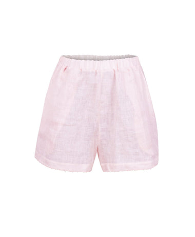 Scalloped Linen Shorts Pink - Shorts