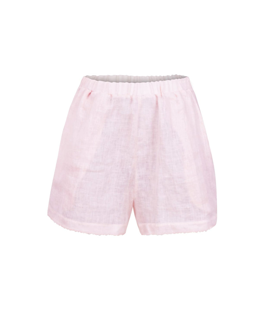 Load image into Gallery viewer, Scalloped Linen Shorts Pink - Shorts
