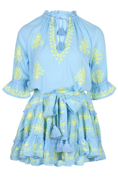 Sia Cornflower/Yellow Mini Dress