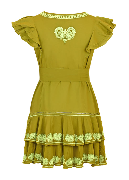 Ray Mini Dress Khaki/Lime