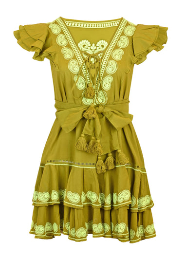 Ray Mini Dress Khaki/Lime