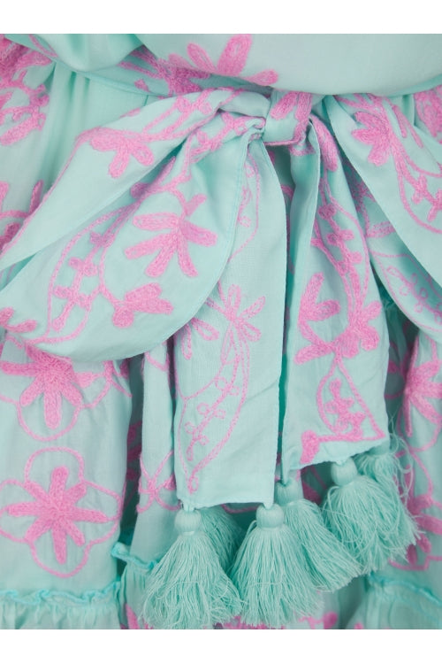 Load image into Gallery viewer, Sia Mint/Pink Mini Dress
