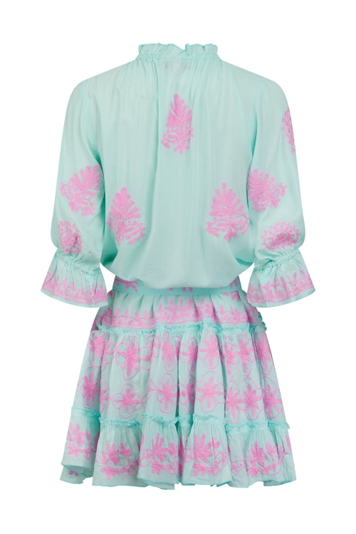 Load image into Gallery viewer, Sia Mint/Pink Mini Dress
