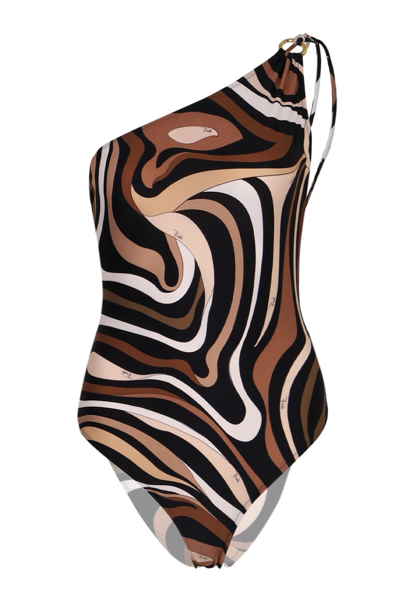 Marmo Print Swimsuit Black/Gold