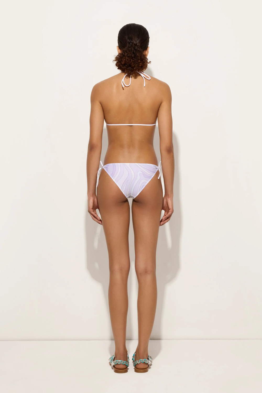 Load image into Gallery viewer, Marmo Print Triangle Bikini Top Lavander

