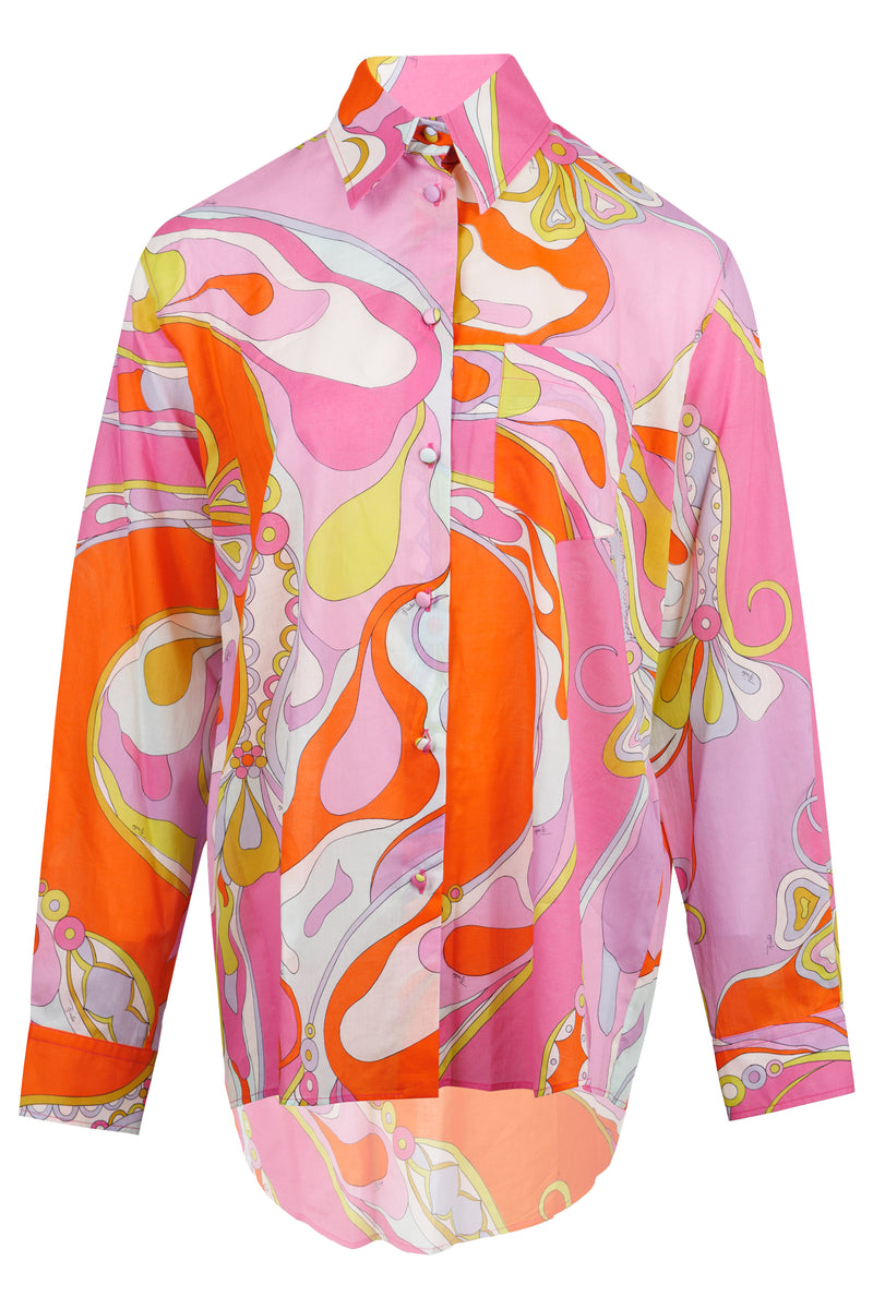 Orchidee Print Cotton Shirt Multicolor