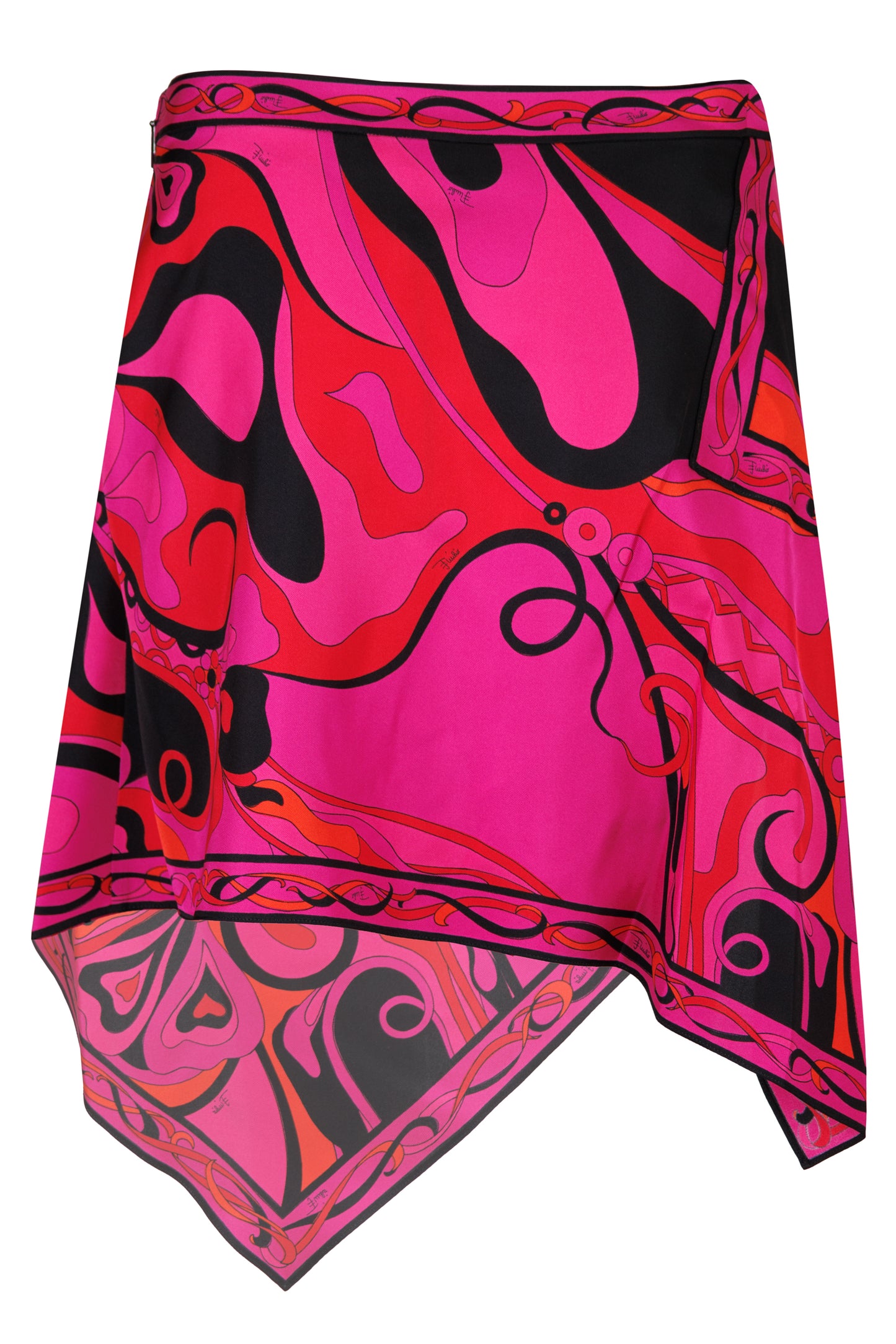 Load image into Gallery viewer, Orchidee Print Silk Scarf Skirt Fuchsia/Black
