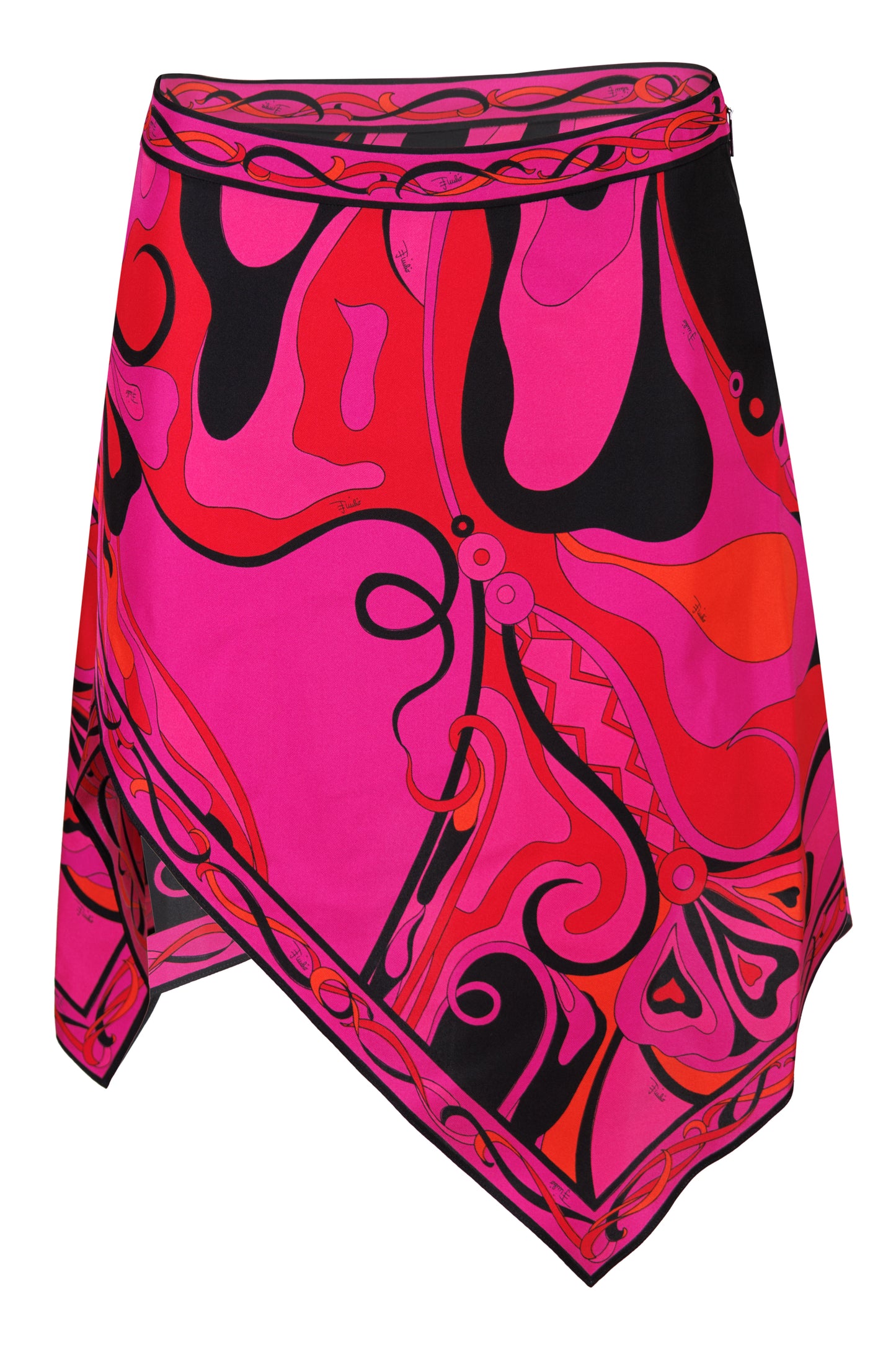 Load image into Gallery viewer, Orchidee Print Silk Scarf Skirt Fuchsia/Black
