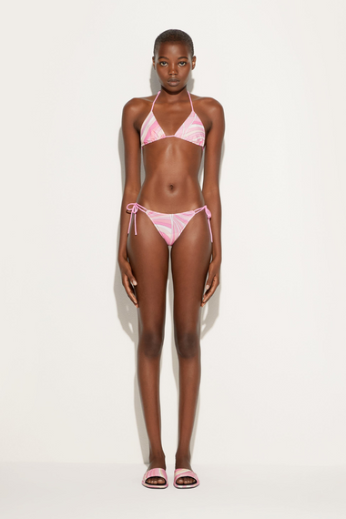 Rainbow Print Lace-Up Bikini Bottoms