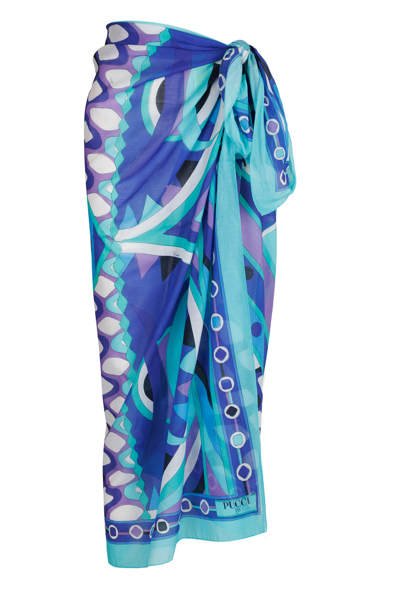 Vivara Print Cotton Sarong Turquoise/Blue
