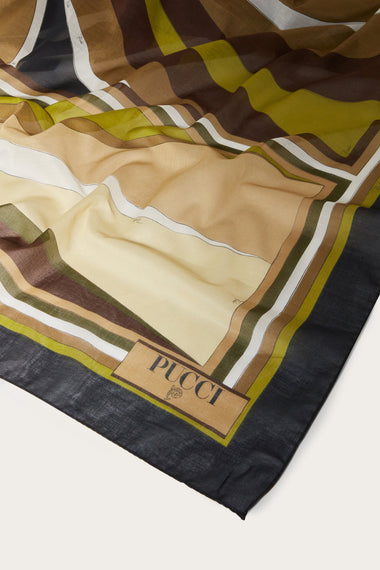 Cigni Print Cotton Sarong Khaki Muschio - ONE SIZE - Sarong