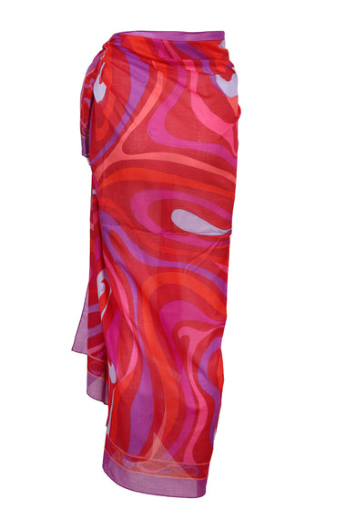 Marble Print Cotton Pareo Corallo/Fuxia