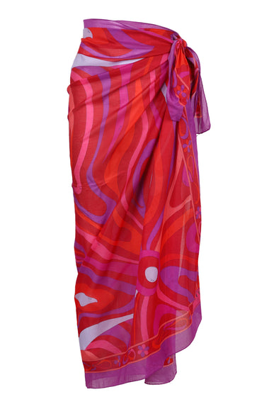 Marble Print Cotton Pareo Corallo/Fuxia