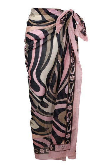 Marble Print Cotton Pareo Nero