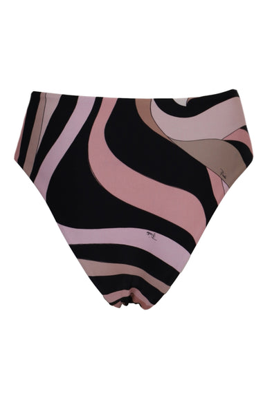 High-Waisted Bikini Bottoms in Marble Print