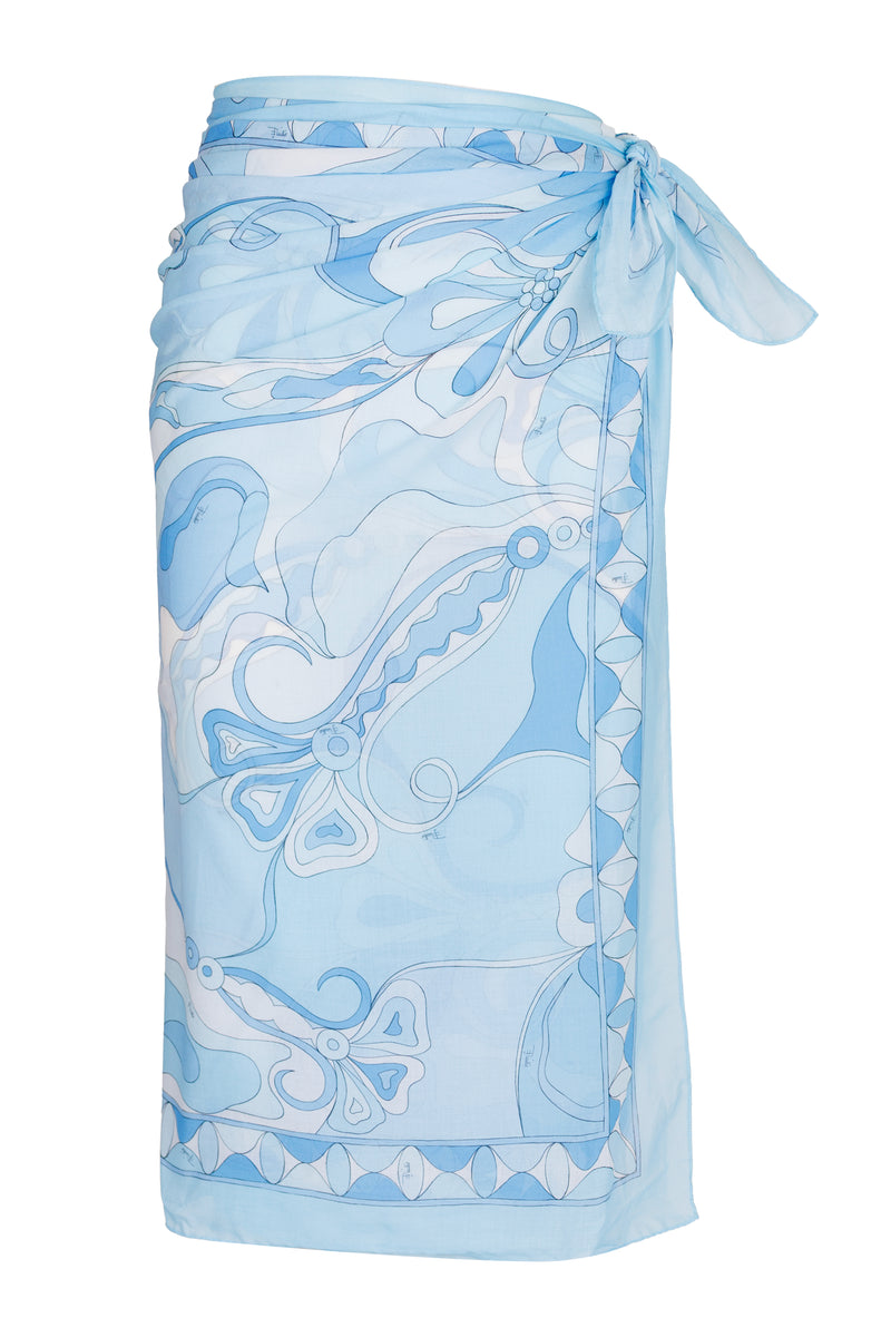 Orchidee Print Sarong Pale Blue