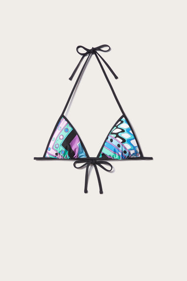 Vivara Print Bikini Top Celeste Bianco - Bikini Top