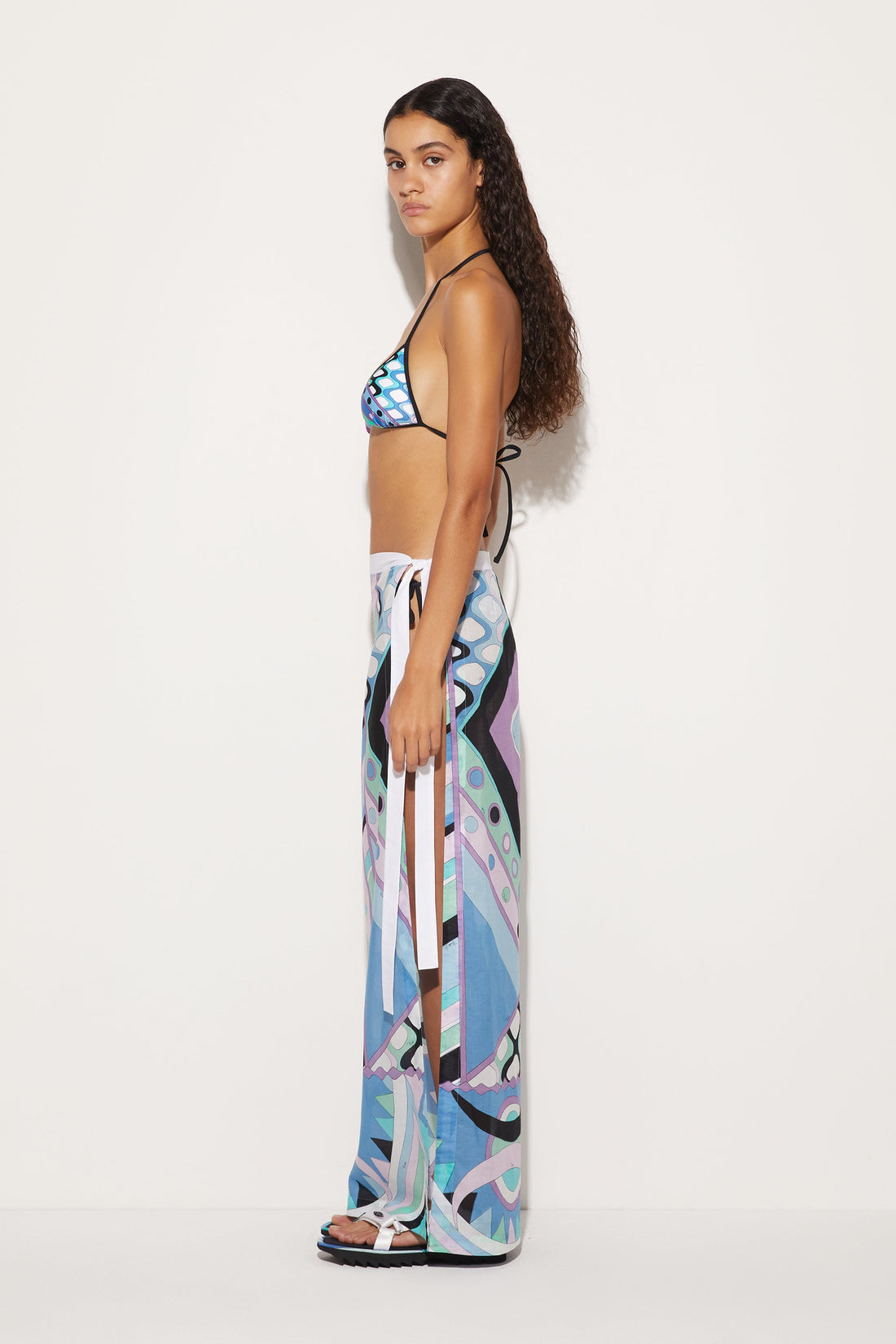 Load image into Gallery viewer, Vivara Print Bikini Top Celeste Bianco - Bikini Top
