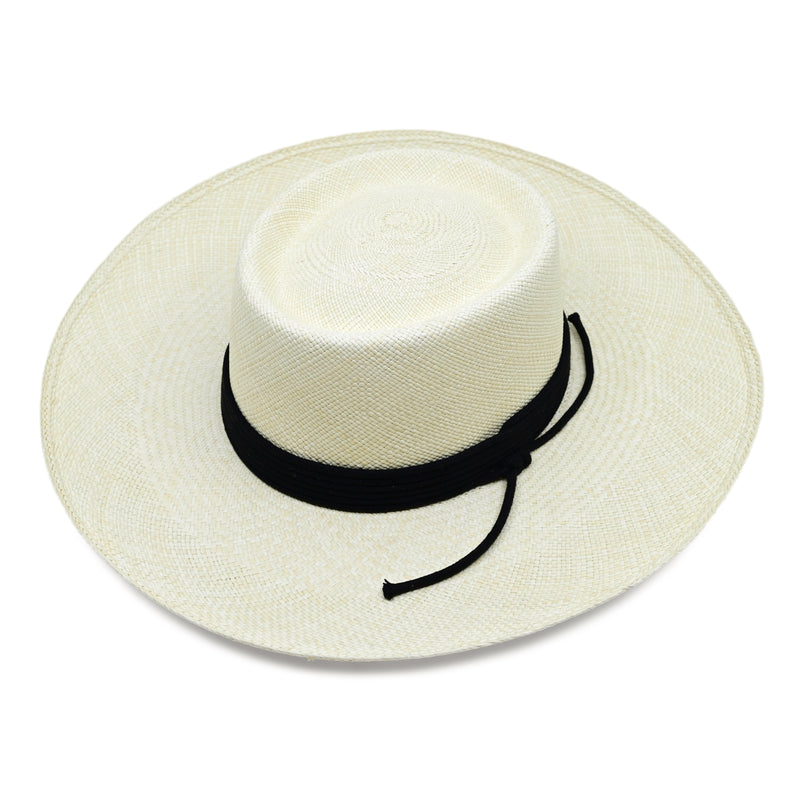 Puglia Polo Wide Brim Natural Hat With Black Cord