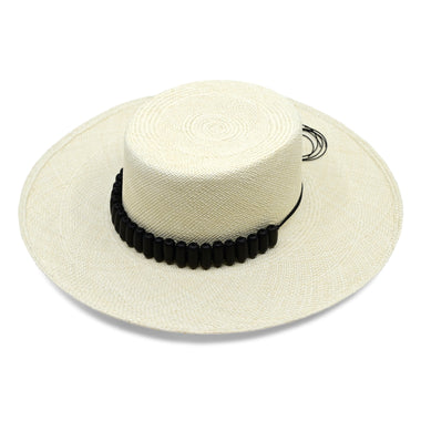 Raku Cordovez Wide Brim Natural Hat With Black Tagua - Hat