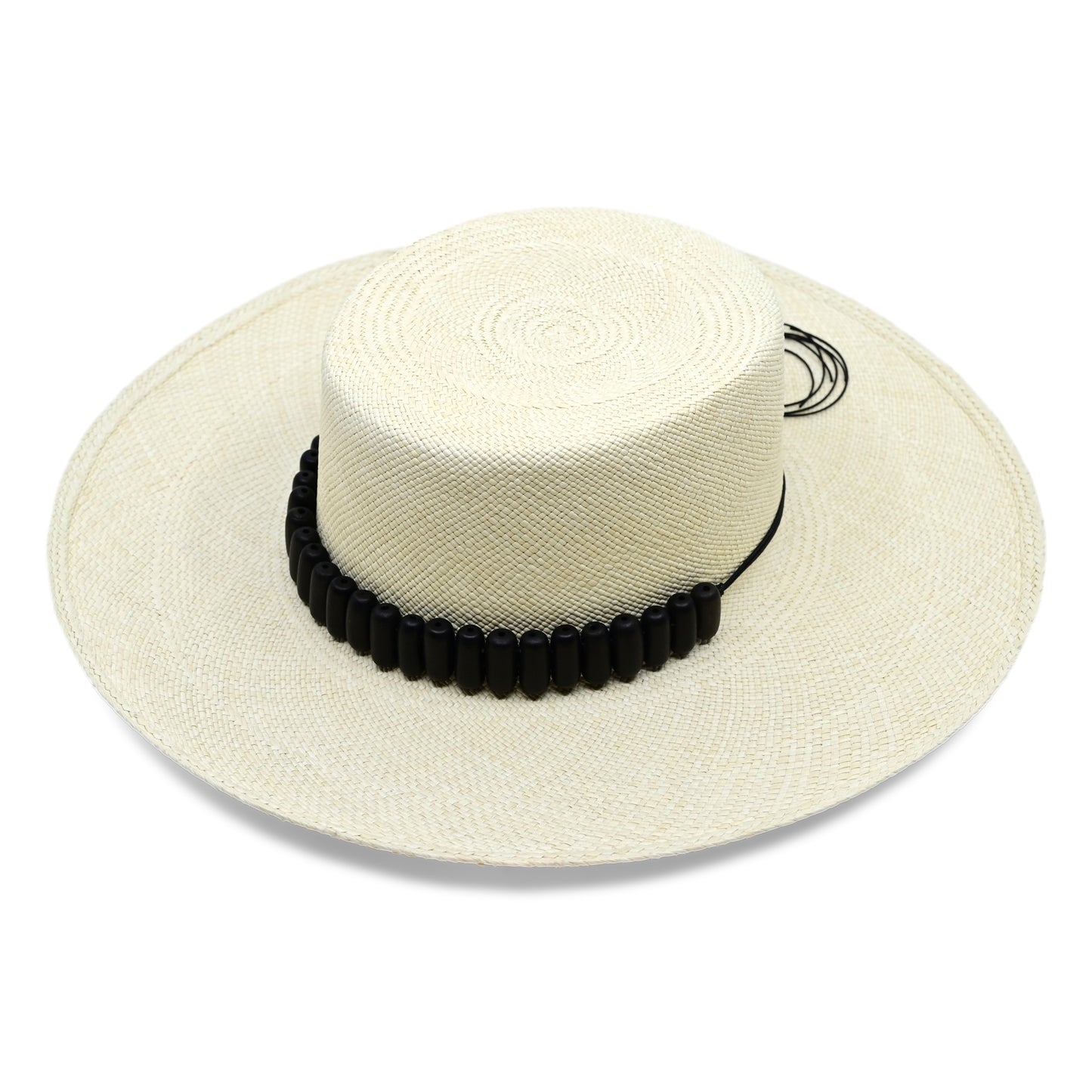 Load image into Gallery viewer, Raku Cordovez Wide Brim Natural Hat With Black Tagua - Hat
