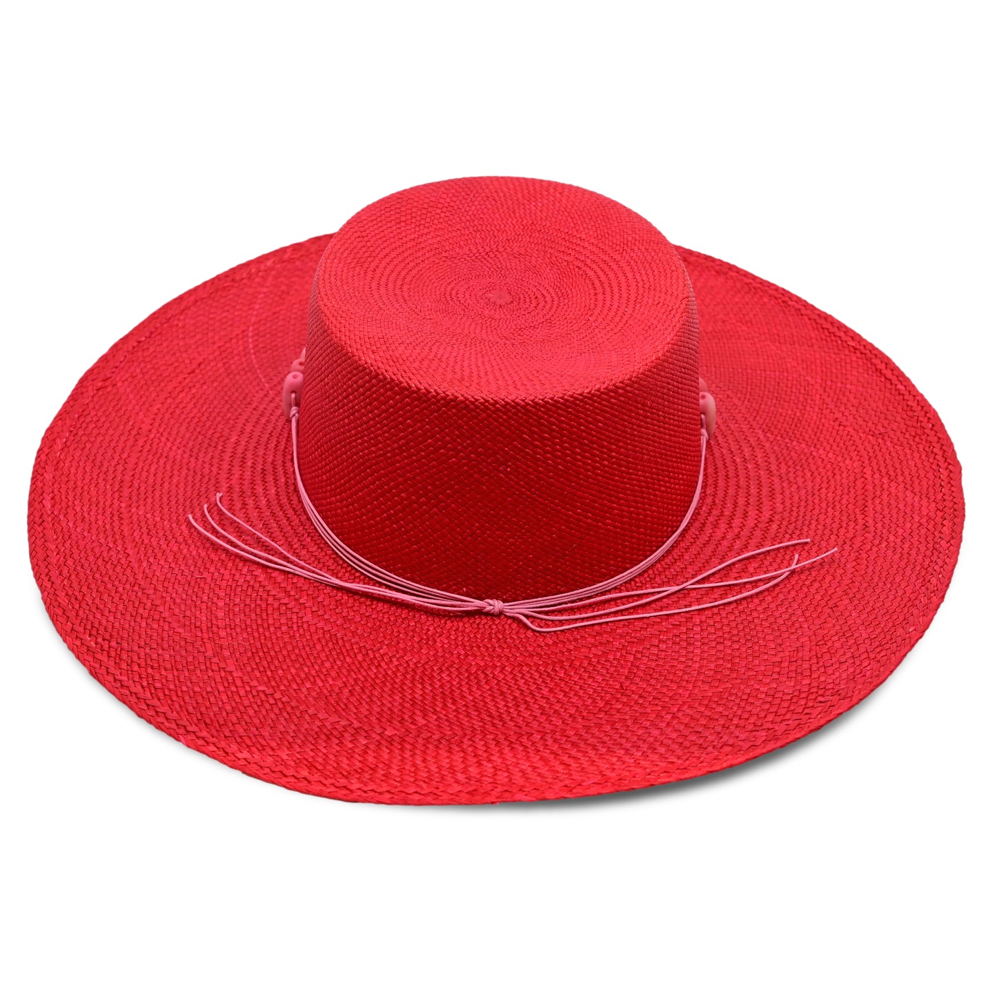 Raku Cordovez Wide Brim Scarlet Hat With Bubblegum Pink Tagua - Hat