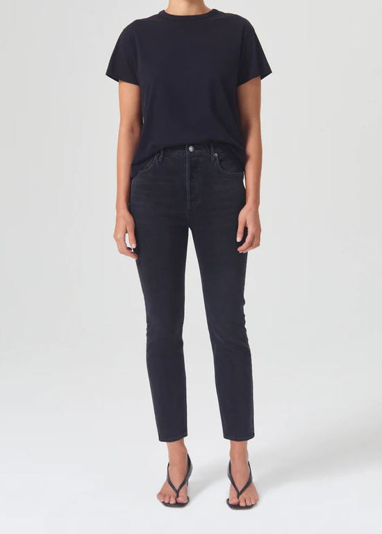 Load image into Gallery viewer, Black High Waisted Cropped Jeans

