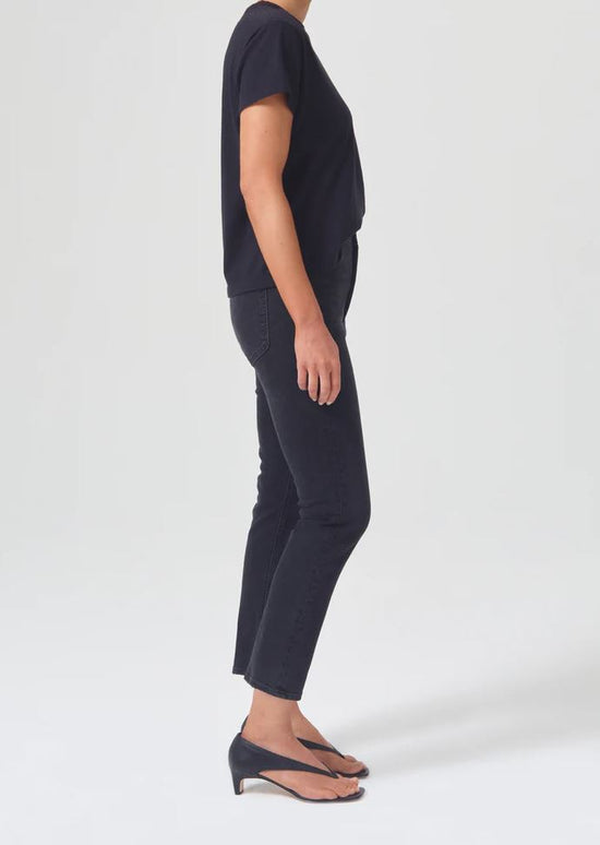 Load image into Gallery viewer, Black Cropped Jeans with Finished Hem
