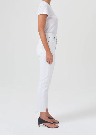 White Cropped Jeans with 5-Pocket Style