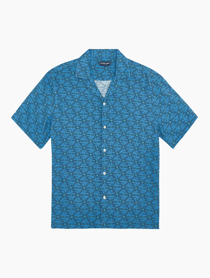 Roberto FC Monogram Print Linen Shirt Chateau Blue/Topaz Teal