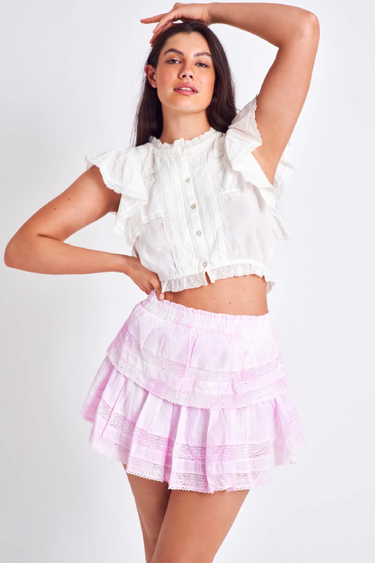 Ruffle Mini Skirt Peony Pink