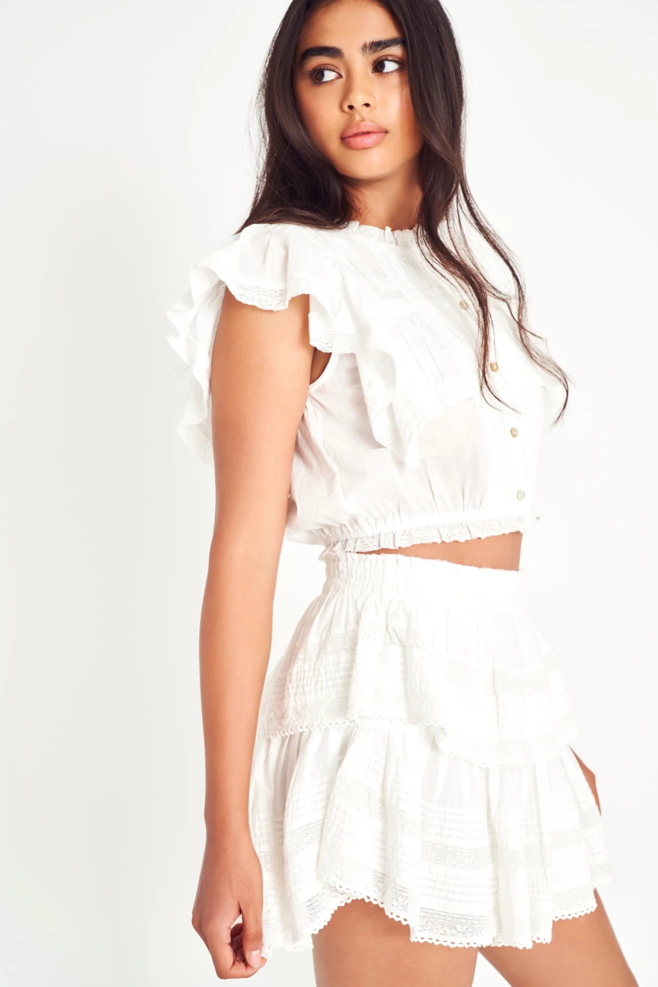 Load image into Gallery viewer, Ruffle Mini Skirt Antique White - Skirt
