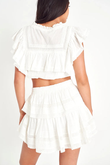 Ruffle Mini Skirt Antique White - Skirt
