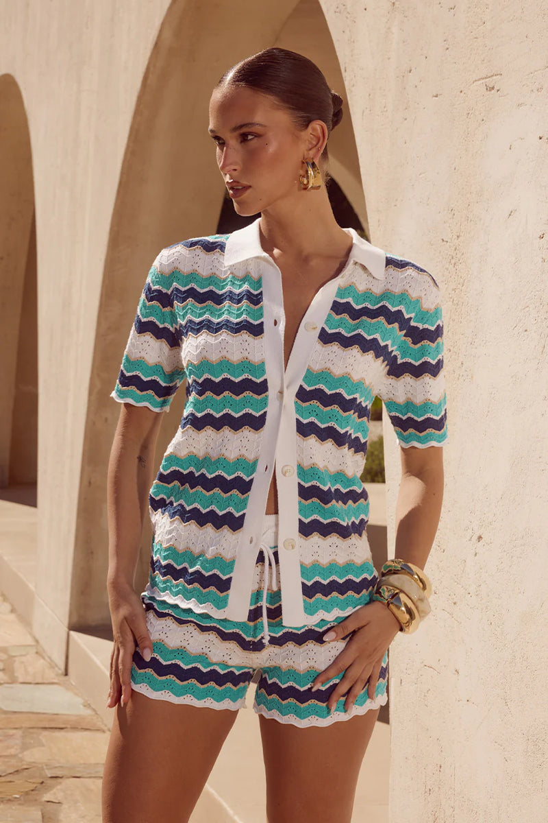 Hubert Top Blue Multi
