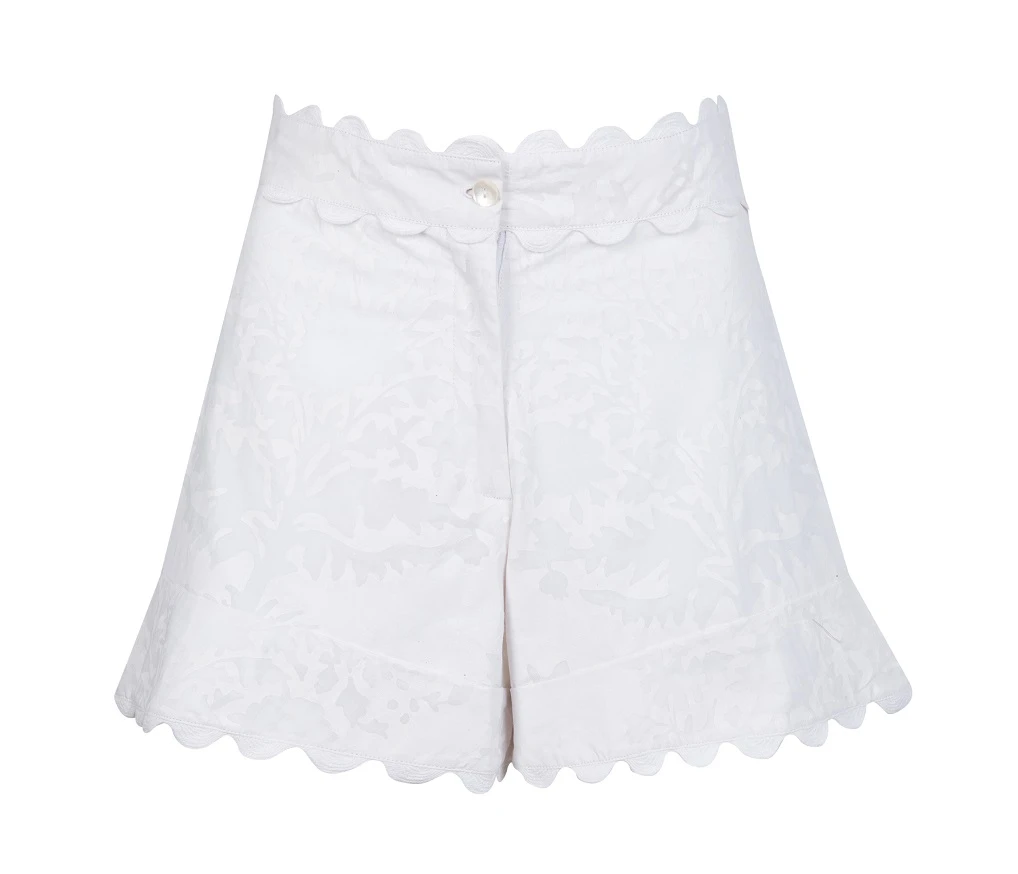 Acid Wash High Waisted Shorts With Tonal Embroidery Indigo