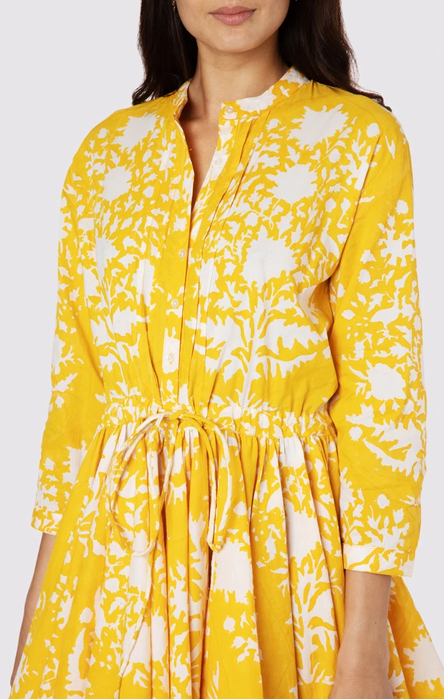 Load image into Gallery viewer, Long Sleeve Beach Dress In Palladio Print Saffron - Dress
