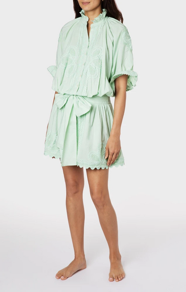 Poplin Blouson Dress With Ric Rac Embroidery Black - Dress