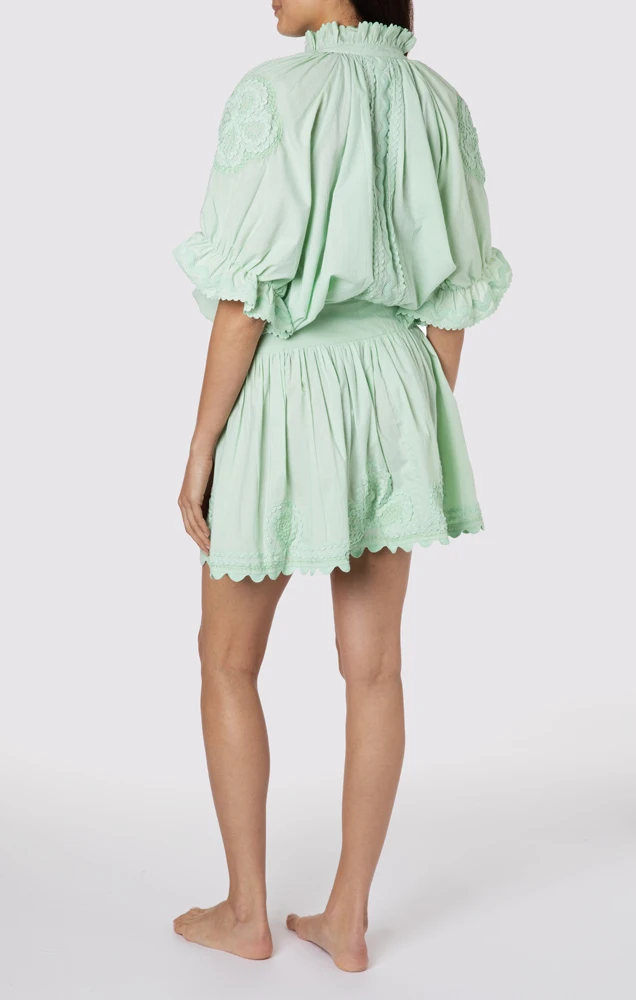 Load image into Gallery viewer, Poplin Blouson Dress With Ric Rac Embroidery Black - Dress
