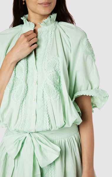 Poplin Blouson Dress With Ric Rac Embroidery Black - Dress