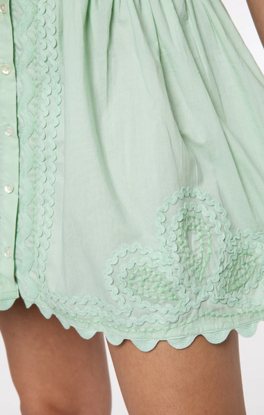 Poplin Blouson Dress With Ric Rac Embroidery Black - Dress