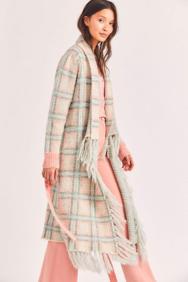 Avie Duster Magnolia Pink Plaid - Set