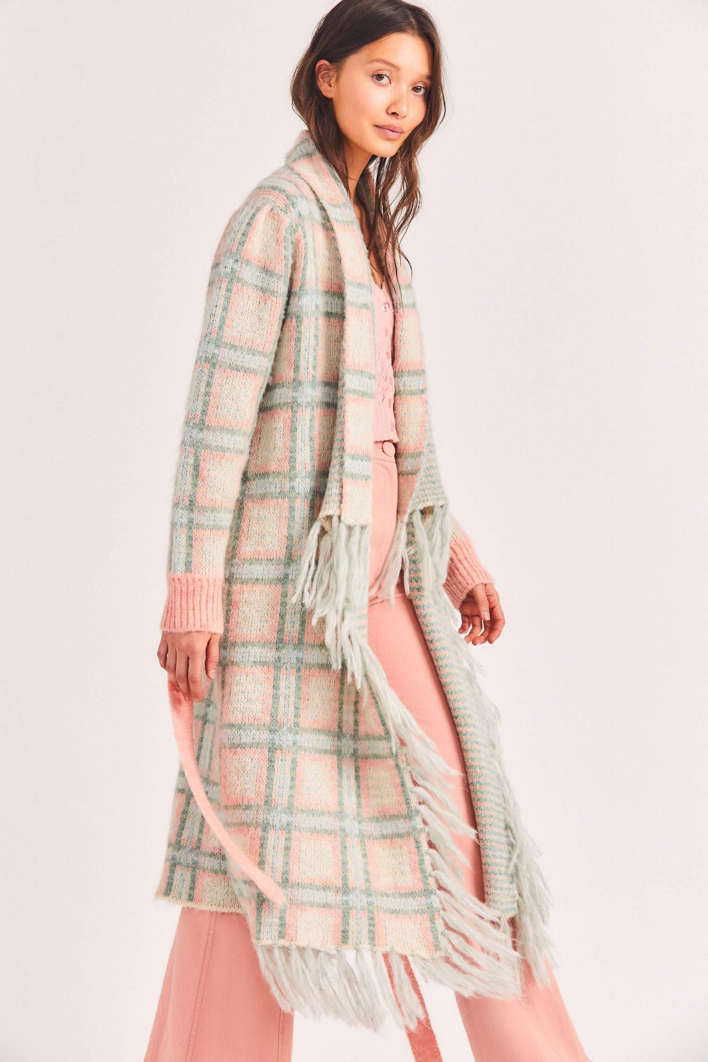 Load image into Gallery viewer, Avie Duster Magnolia Pink Plaid - Set
