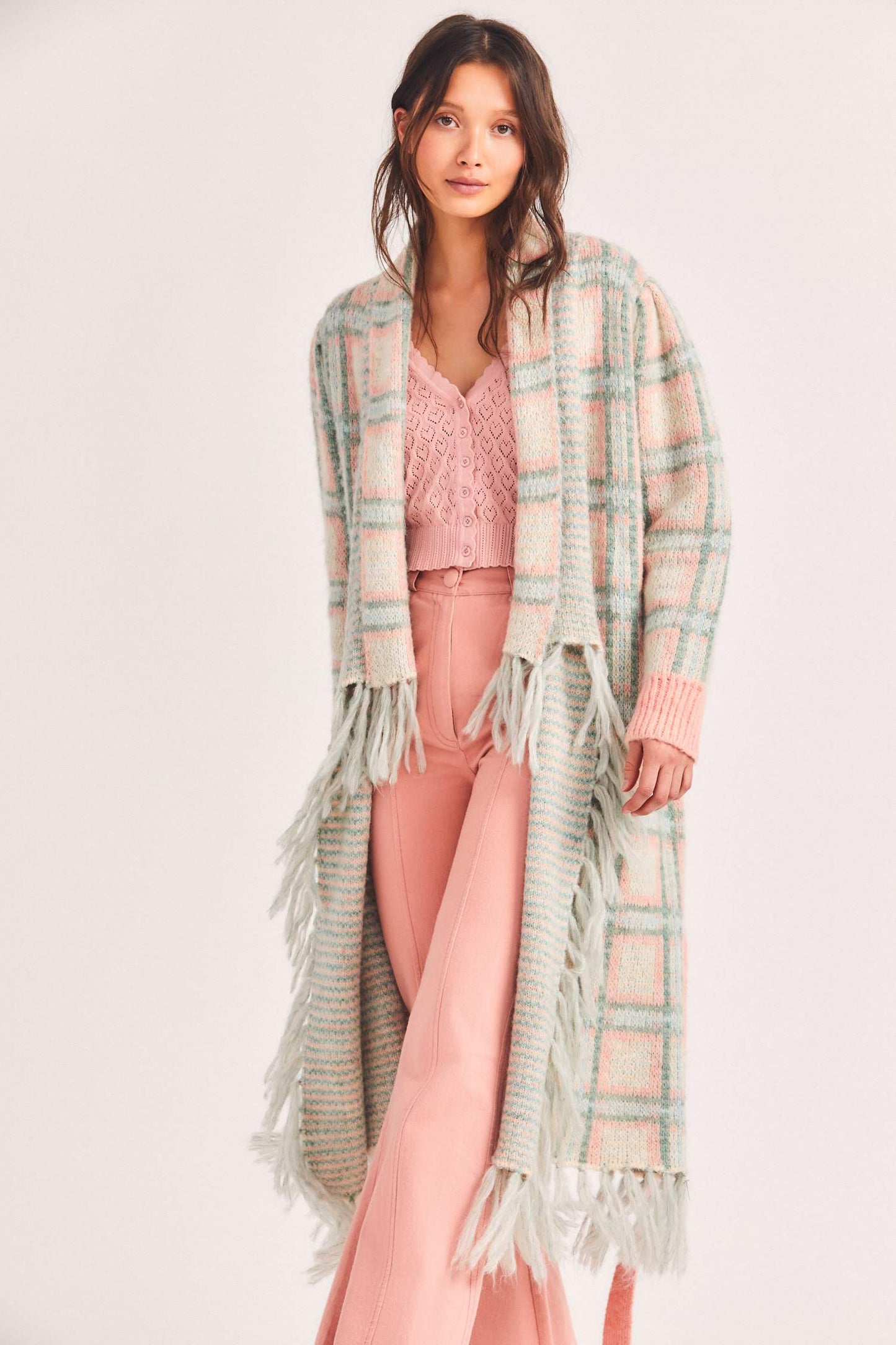 Load image into Gallery viewer, Avie Duster Magnolia Pink Plaid - Set
