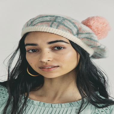 Colbran Beret Magnolia Pink Plaid - Hat