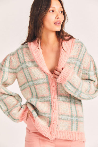 Jeeves Cardigan Magnolia Pink Plaid - Cardigan